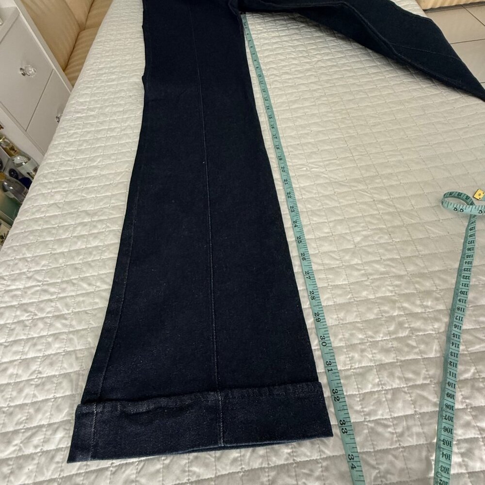 Catherine Gee Indigo Denim Stretch Pants Flared Leg High-Rise - Picture 13 of 13